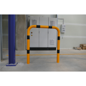 Anti-nudge hoop | steel tube  76 mm | yellow / black | total width: 400 | height above ground: 250 mm | for casting in concrete